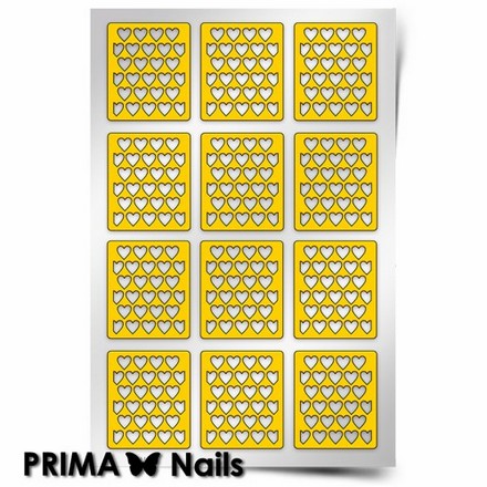 Prima Nails, Трафарет для дизайна ногтей, Принт "Сердца