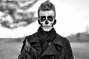 Мужской макияж Скелет на Хэллоуин